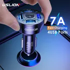 Автомобильное зарядное устройство USLION с 4 USB-портами и LED-подсветкой, 48 Вт