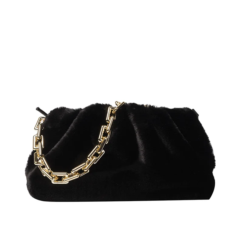 

Armpit Thick Chain bag 2021 Winter New High-quality Soft Plush Women's Designer Handbag High capacity Shoulder Messenger Bag