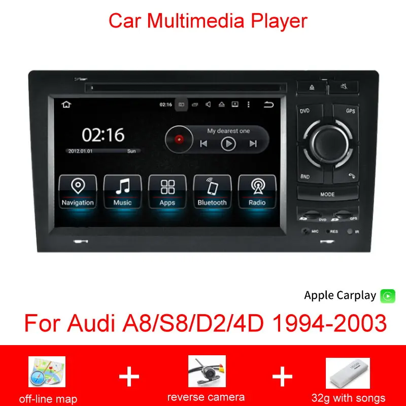 

Car Multimedia Android System For Audi A8/S8/D2/4D 1994-2003 Radio GPS Navigation Player Carplay Auto Stereo HD Screen