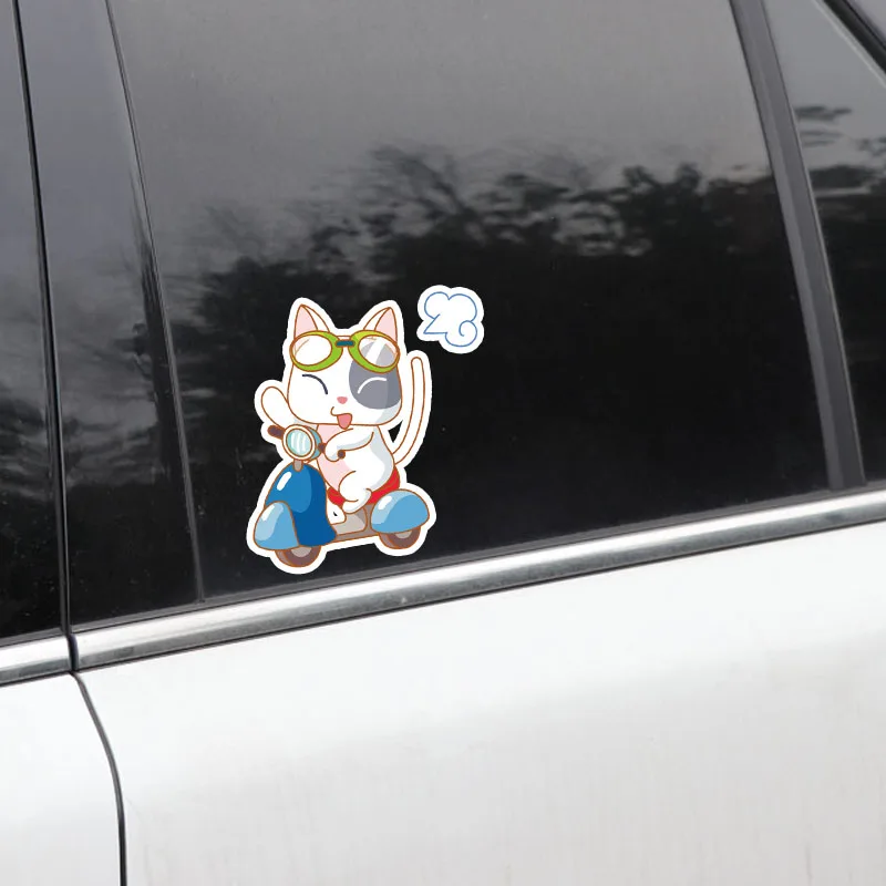 Fuzhen бутик-наклейки внешние аксессуары мультяшный кот езда на мотоцикле ПВХ