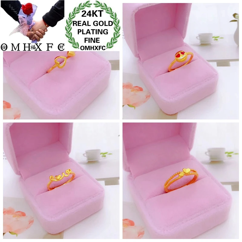 

OMHXFC Jewelry Wholesale YM113 European Fashion Fine Woman Girl Party Birthday Wedding Gift Smile Bowtie Heart Crown 24KT Ring