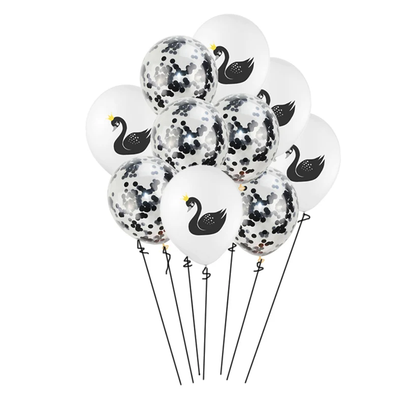 10 шт розовый и черный цвет размеры плюс: лебедь латексные шары с печатью