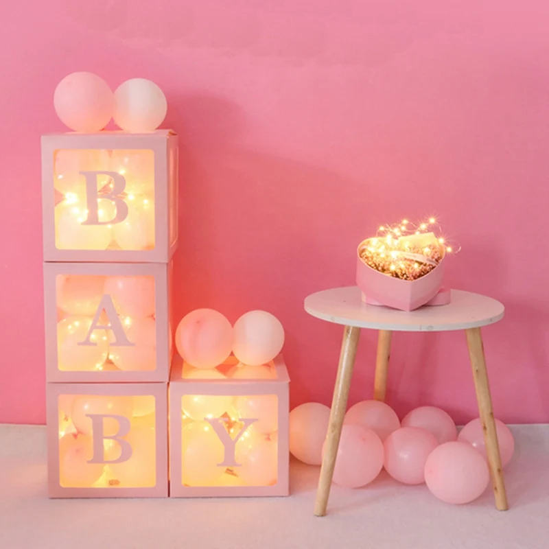 DIY 26 букв воздушные шары коробка прозрачные имя во первых 1st День рождения Декор