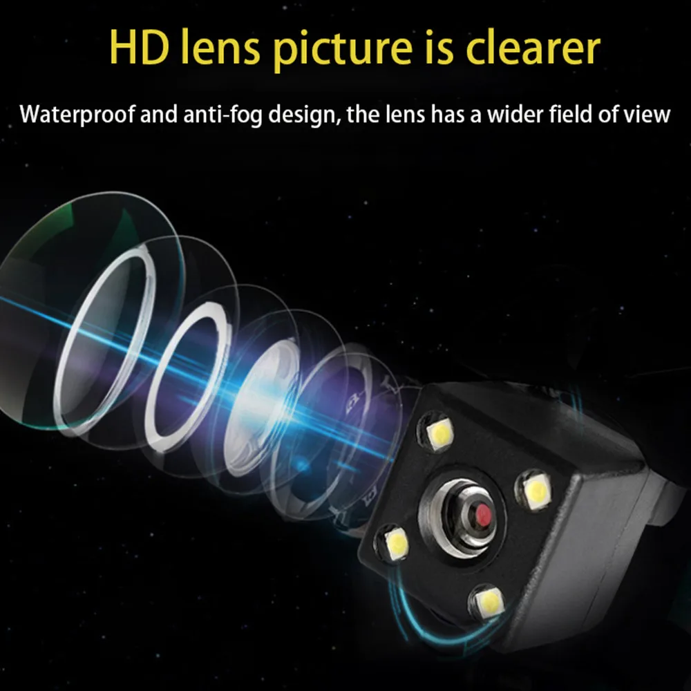 Car Rear View Camera 4LED Night Vision Reversing Automatic Parking Monitor CCD IP68 Waterproof 170 Degree High-Definition Image |