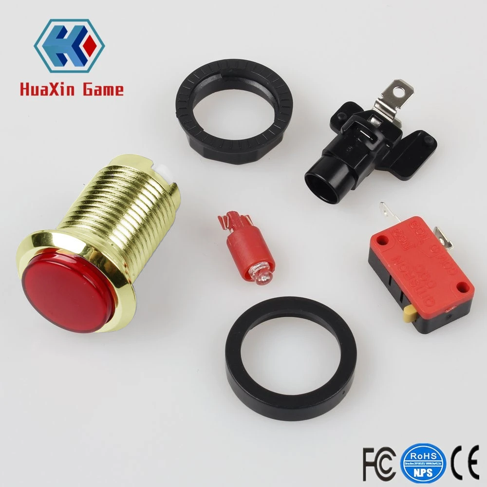 10 шт./лот Позолоченные светодиодные кнопки с подсветкой 30 мм микропереключателем