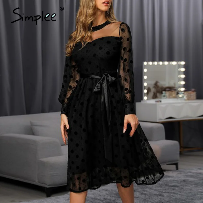 Simplee открытое женское платье уличная одежда в горошек с круглым вырезом и