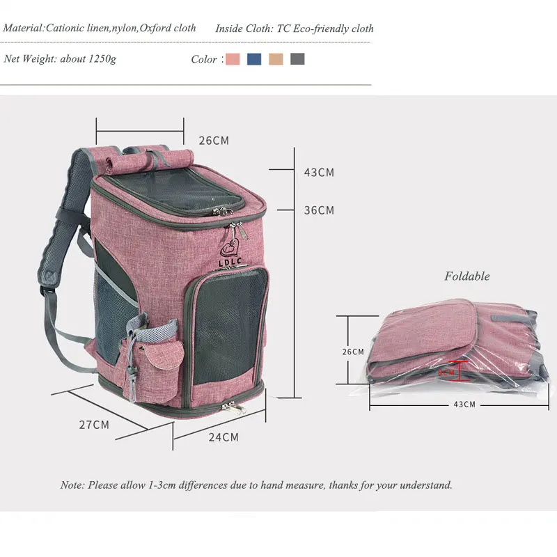 Модный складной рюкзак для питомца кота дышащая дорожная сумка с двумя плечиками