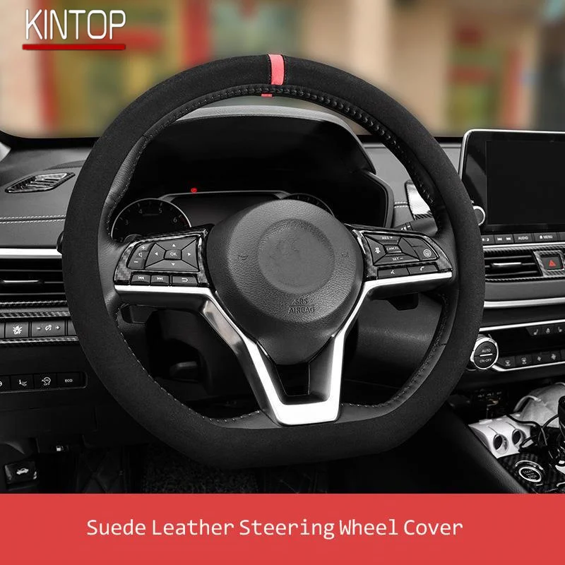 

Suede Leather Cover 38CM Automobile Steering Wheel Cover Four Seasons General Sweat Absorbing And Anti-skid Car Handle Cover