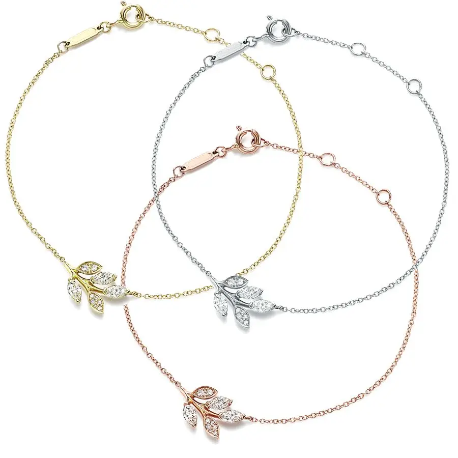 

Boutique new style, classic zircon rattan leaf women's bracelet, elegant temperament and style, original brand, hot sale