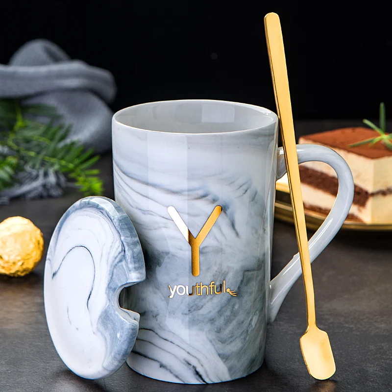 

Fashion Natural Marble Porcelain Coffee Mug Tea Milk Cup With Gift box Creative Wedding Anniversary Gift mugs coffee cups