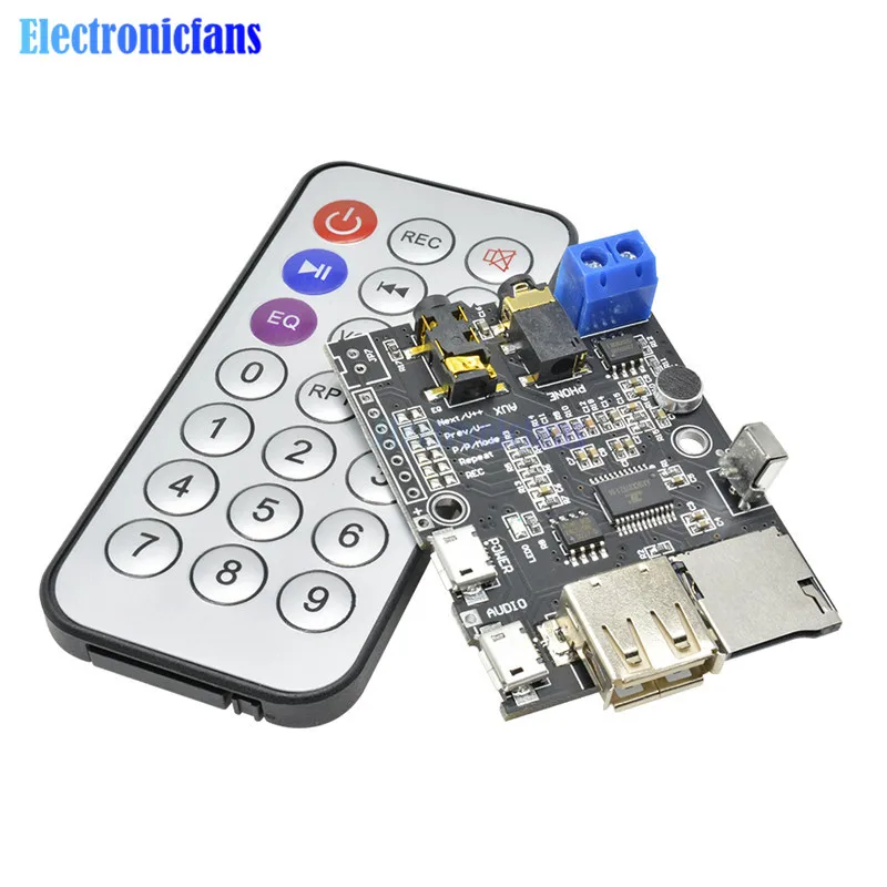 Micro USB 5 в MP3 + WMA WAV декодер плата модуль 2 Вт усилитель TF карта U диск аудио AUX с ИК