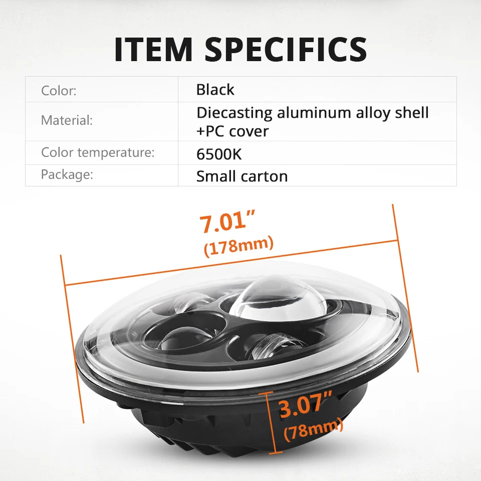 Partol 7 дюймов светодиодные фары внедорожные 4x4 для грузовика Hi/Low Beam Halo Angle Eyes DRL 12V Jeep