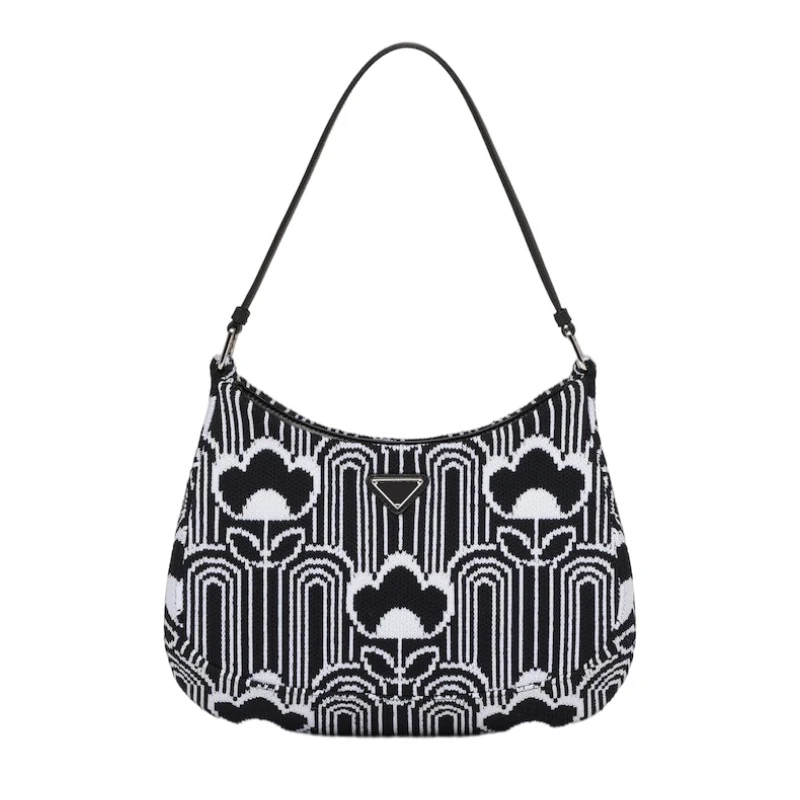 

Autumn Winter Classic Luxury Women's Knitting Geometry Jacquard Triangle Logo Female Shoulder Hobo Bags Top Handle Bag Purses