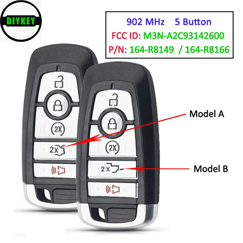 DIYKEY Смарт дистанционные брелки для ключей 902 МГц Ford Mustang Cobra Edge Fusion Explorer 2017 2020 FCC