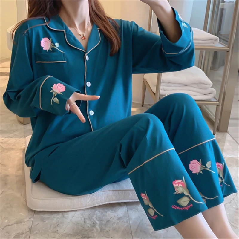 Новый стиль пижамы Женская с длинным рукавом корейская мода повседневная