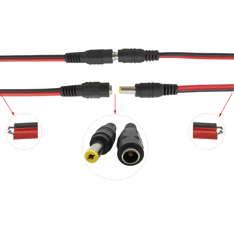 12V 5A DC коннекторами 5,5x2,1 мм DC Мощность соединительный кабель Мужской Женский Разъем для видеонаблюдения Камера Мощность адаптер инструменты для наращивания волос