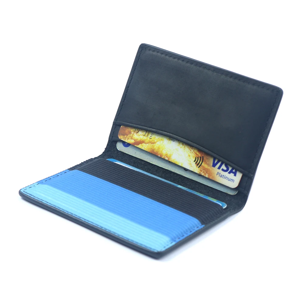 

Slim Minimalist Bifold Wallet Handmade Crazy Horse Genuine Leather Men Elastic Wallets Thin Small Card Holders