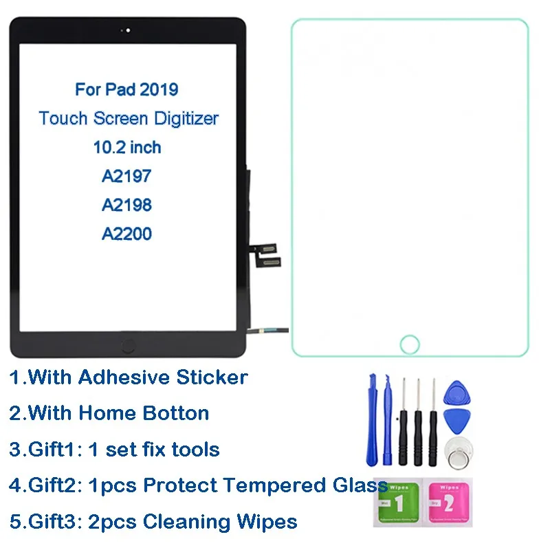 Сенсорный экран для iPad 2019 10 2 сенсорный 7 iPad7 дигитайзер панель A2197 A2198 A2200|ЖК-экраны