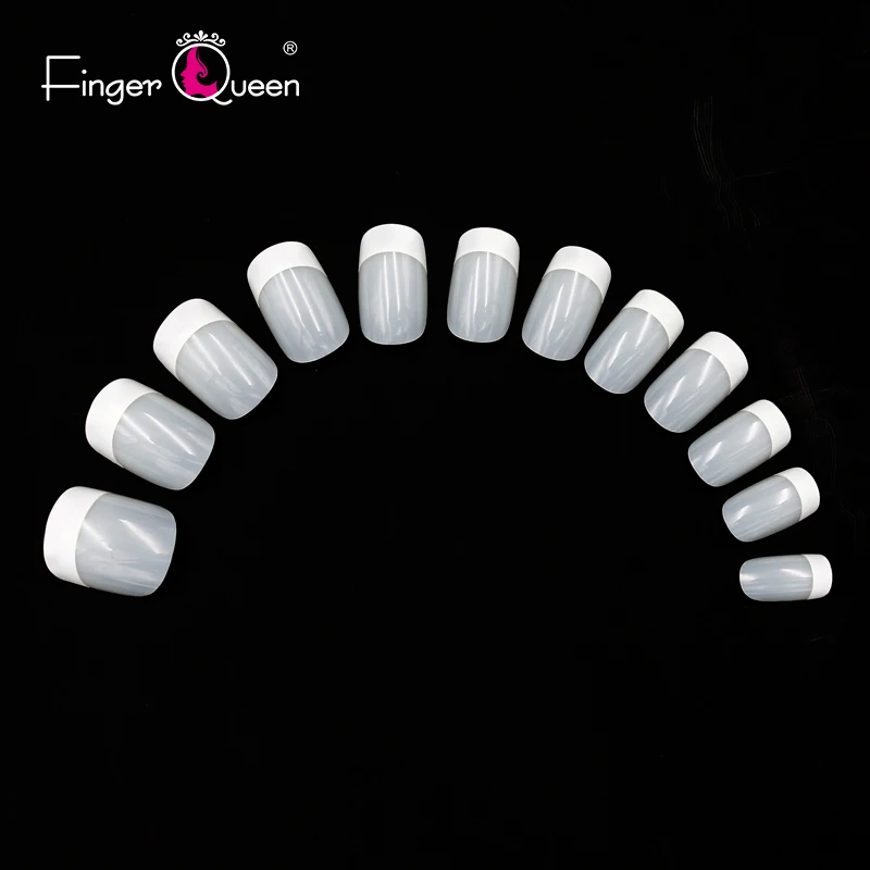 Fingerqueen 100 шт+ коробка обнаженные французские акриловые ногти круглые короткие/квадратные поддельные ногти Леди Украшение для пальцев повседневная одежда