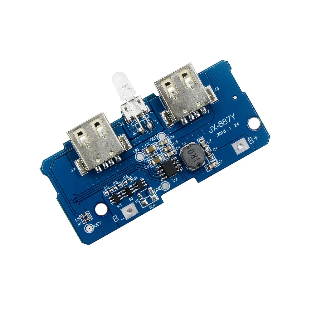 18650 Двойной Micro USB 3,7 V до 5V 2A повышающий Мобильный Внешний аккумулятор DIY 18650 литиевая батарея зарядное устройство печатная плата Повышающий Модуль со светодиодом