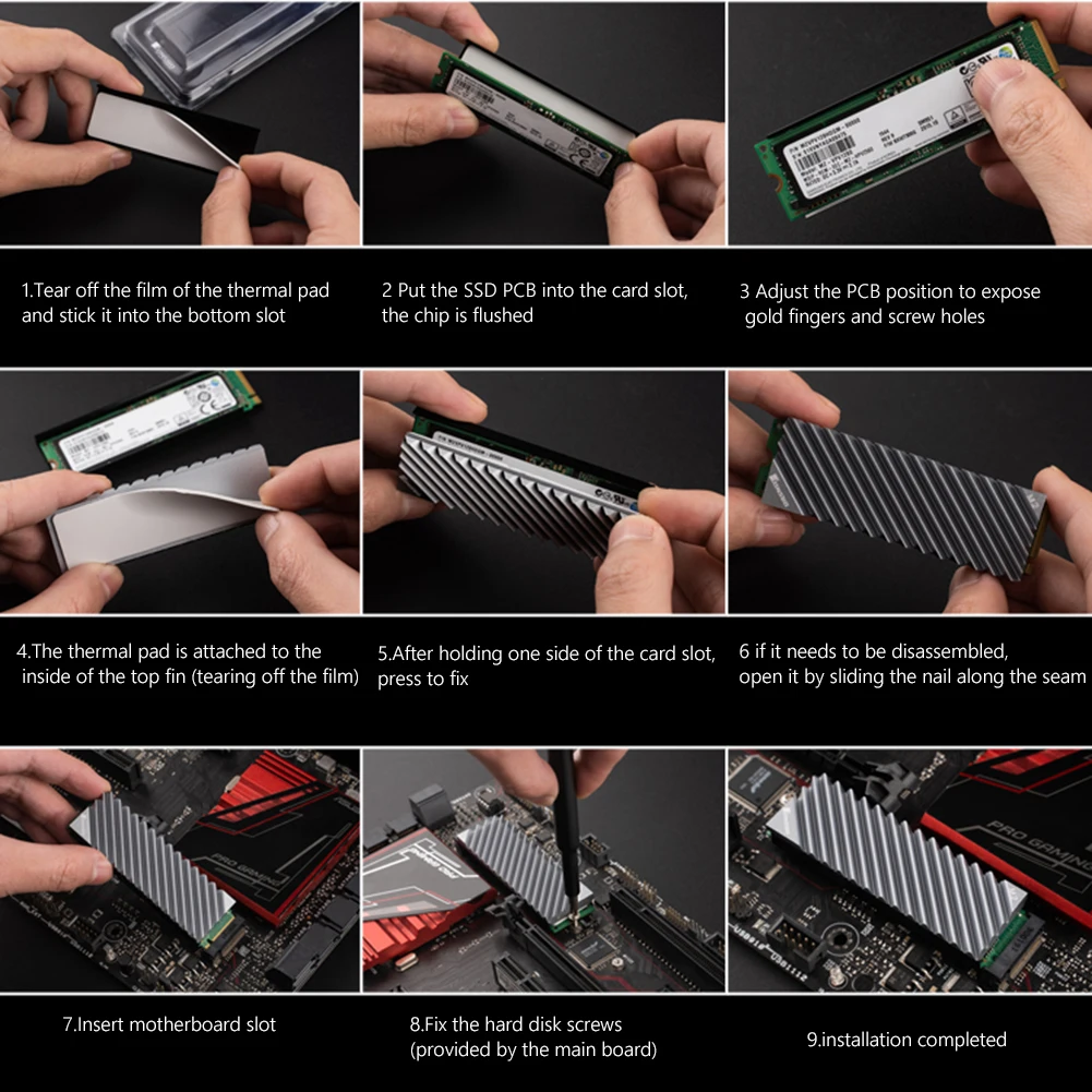 

M.2-3 Heat Sink Cooling Pads M.2 2280 SSD Heat Disk Aluminum Heat Sink Dissipation Radiator Thermal Pad for ssd m2 Desktop PC