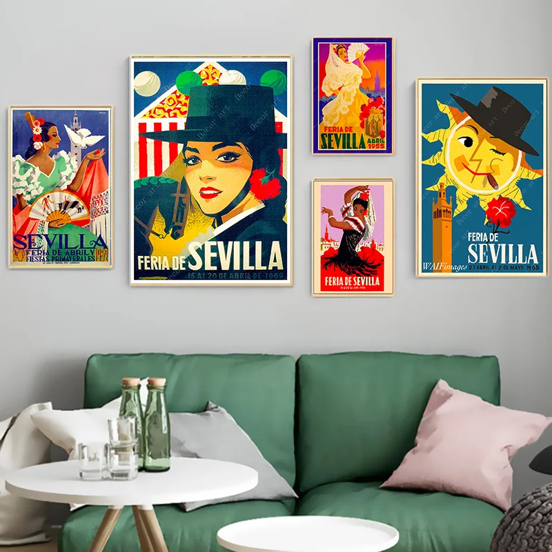 Испанская Андалусия Севилья путешествия холст картины винтажные крафт плакаты