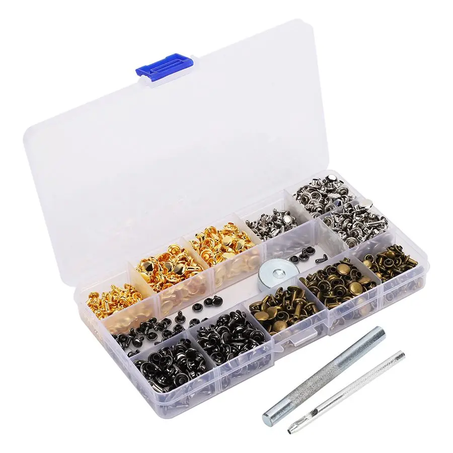 480 комплектов 4 цвета двойная крышка заклепки металлический Набор шпилек для
