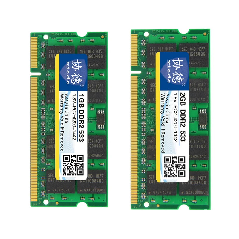 2Pcs Xiede Laptop Memory Ram Module Ddr2 533 Pc2-4200 240Pin Dimm 533Mhz for Notebook X028 1Gb &amp 2Gb | Компьютеры и офис