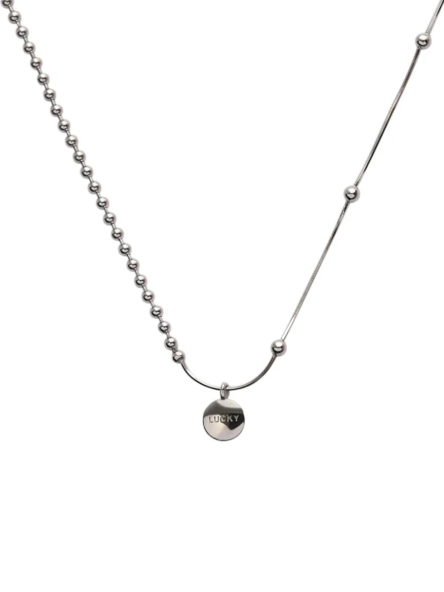 

Simple Fashion Silver Custom Lucky Bean Letter Necklace Women's Fashion Cool Neck Chain Simple Short Clavicle Chain