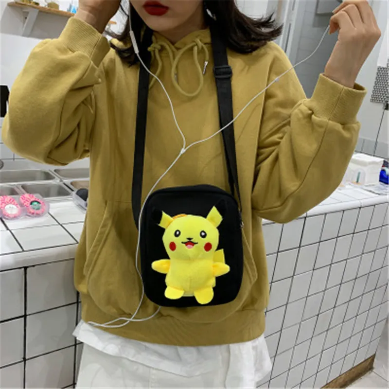Детский мультяшный Аниме Пикачу милый плюшевый холщовый диагональный мешок