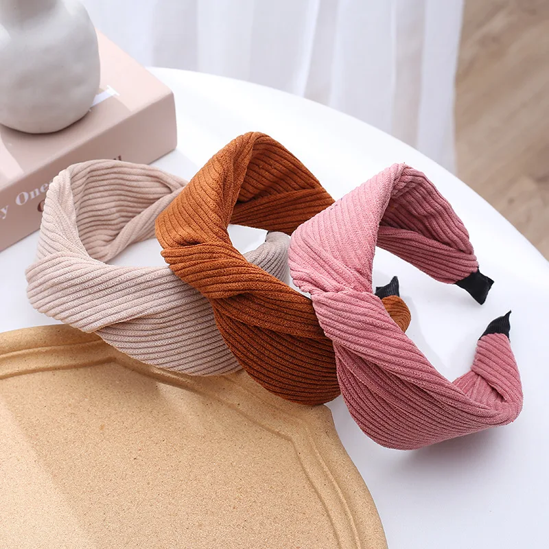 

Женская однотонная Вельветовая повязка на голову с узлом