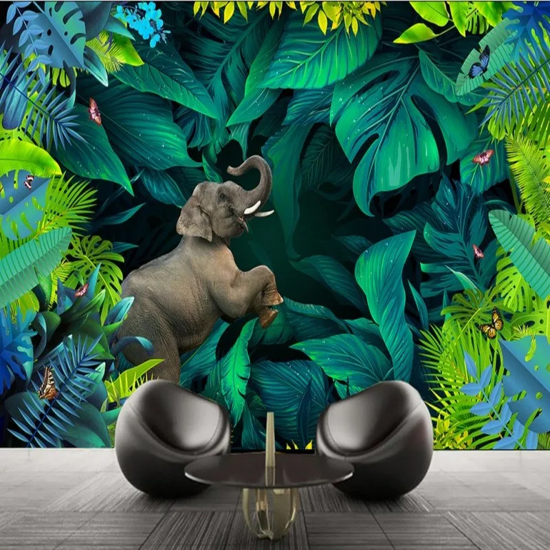 Прямая поставка пользовательские 3d фото обои настенная тропический лес зеленое