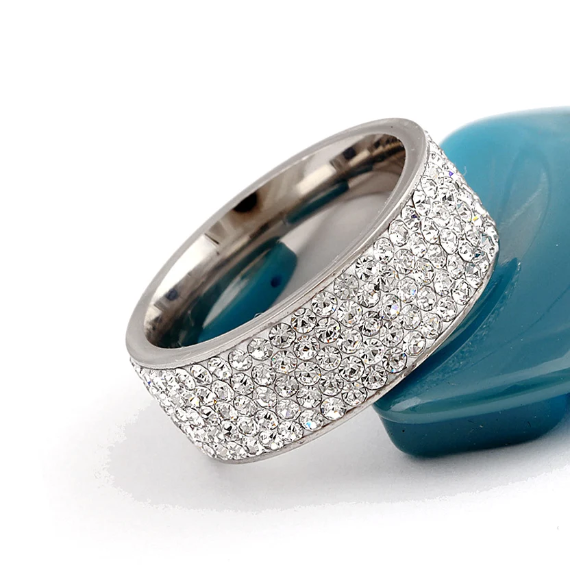 Кольца из нержавеющей стали с кристаллами для женщин обручальные кольца 8 мм