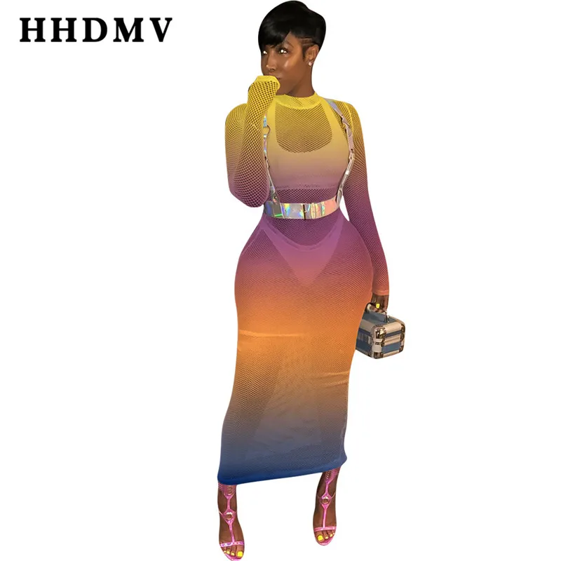 Новинка 2019 г. женское сексуальное уличное платье HHDMV с длинным рукавом высоким