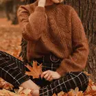 Мохеровый вязаный джемпер Paulin, женский элегантный шикарный свитер с длинным рукавом-фонариком и круглым вырезом, Женский винтажный пуловер на осень-зиму 2022