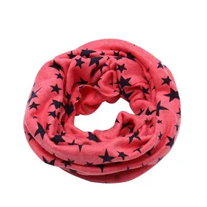 Rose Red Коллекция года, осенне-зимний длинный теплый детский шарф с принтом со звездой, снуд для улицы, теплый шарф с круглым вырезом для детей, хлопковый шарф с кольцом - Цвет: Rose Red
