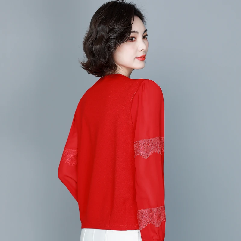 

COIGARSAM 4XL Plus Size Full Sleeve blouse women New Spring Loose blusas womens tops and blouses Dark Green Red Black 9003