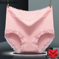 backstrom women panties sexy lace mid waist pink panties large size hip lifting pure cotton breathable comfortable underwear