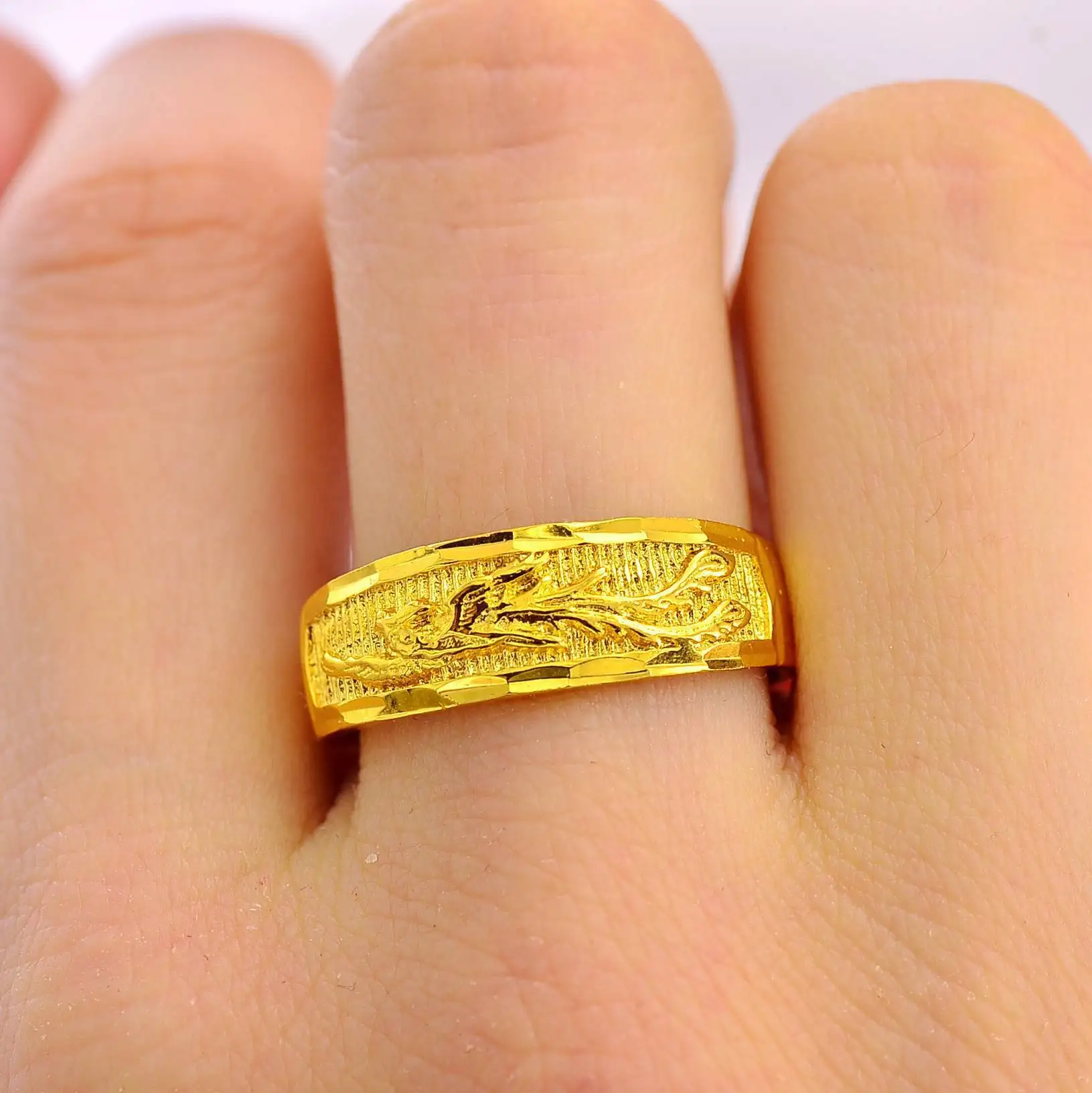 Классическое роскошное кольцо с резным драконом и фениксом в золотом цвете, регулируемое для мужчин и женщин, модный тренд подарков на День Влюбленных для влюбленных.