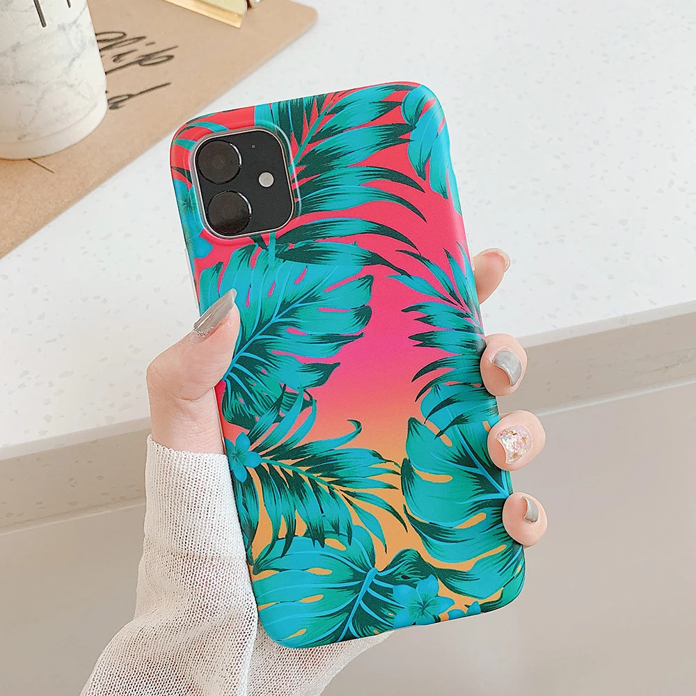 LOVECOM художественные цветы банановый лист чехол для телефона для iPhone 11 Pro Max XS Max XR 6 6S 7 8 Plus X Ретро Цветочный Мягкий чехол на заднюю панель телефона - Цвет: r