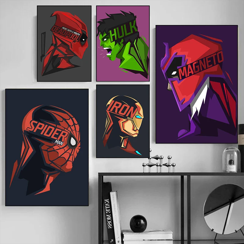 

Disney Canvas Paintings Marvel Avengers Comics Hulk Spiderman Superhero Poster Print Wall Art Picture for Living Home Decoration