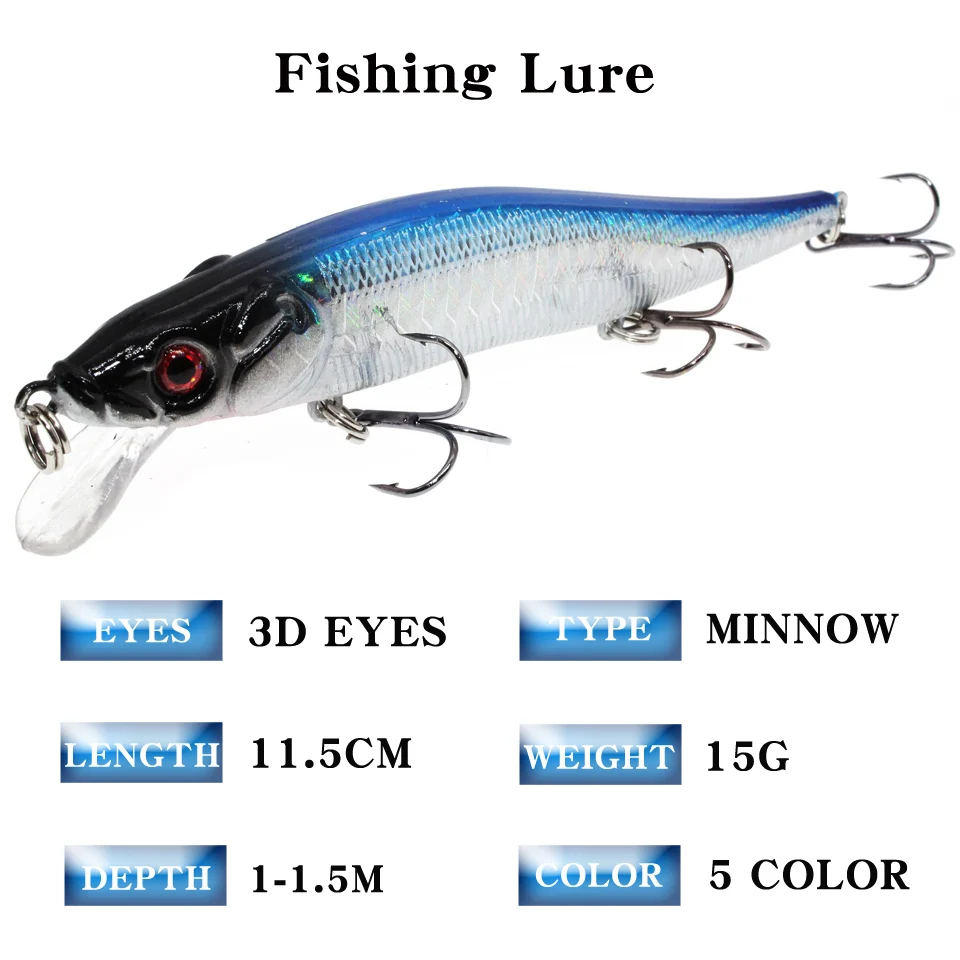 29pcs Mixed Sinking Floating Minnow Fishing Lure Hard Artificial Crank Baits 3D Eyes Wobblers Crankbait treble hooks bass pesca | Спорт и