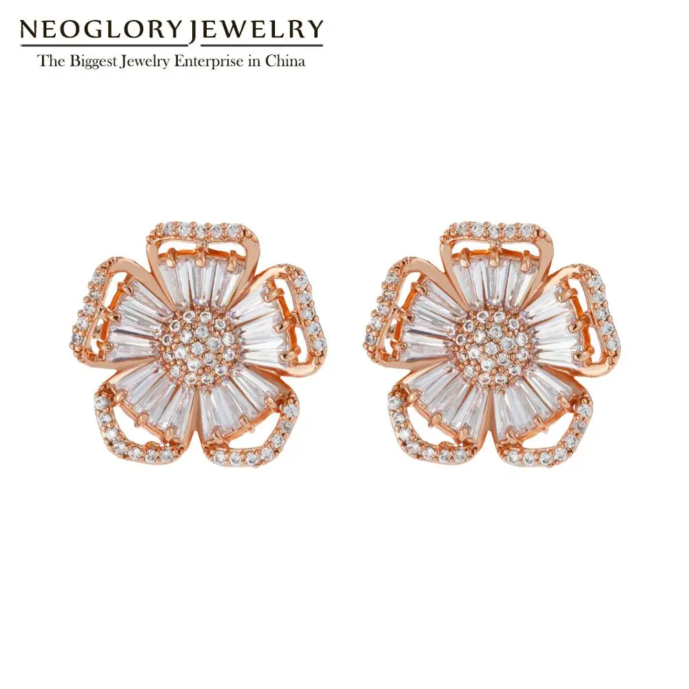 

Серьги-гвоздики Neoglory с цирконом женские, элегантные белые украшения для ушей, хороший брендовый подарок, Прямая поставка, 2020