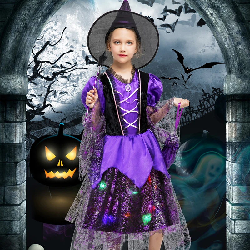 

New Halloween Costumes Fancy Anime Cosplay Witch Magic wand kids Costumes For Girls Clothes Set