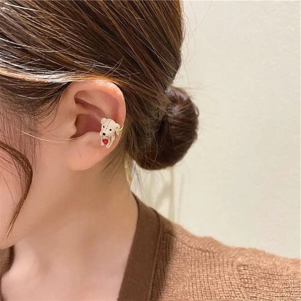 

Japanese Love Coffee Color Cartoon Korean Style Ear Clip Bear Ear Clip Ear Bone Clip Female Earrings
