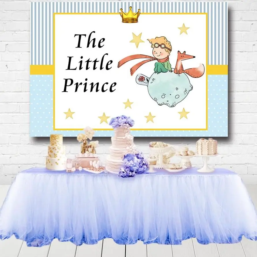 

Newborn Boys Baby Shower Backdrops The Little Prince Gold Crown Little Stars 1st Birthday Party Photography Backgrounds