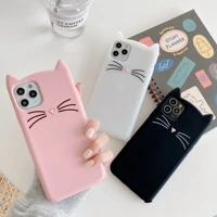 bearded cat 3d cartoon cat ears silicone cover for iphone 13 12 mini 11 pro phone case x xr xsmax 6 6s 7 8 plus soft pendants