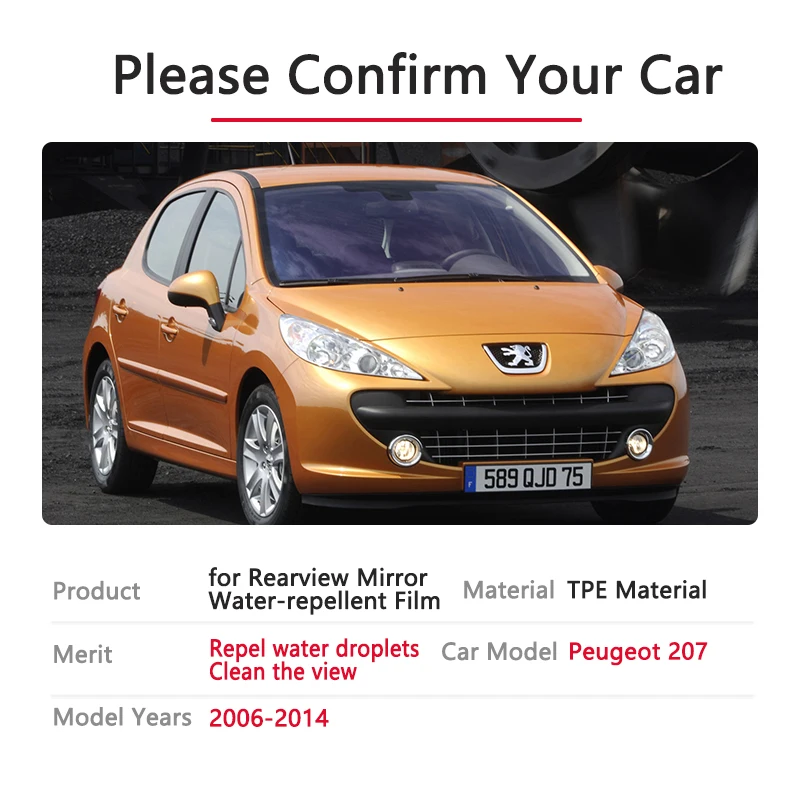 

Full Cover Anti Fog Film Rainproof Rearview Mirror for Peugeot 207 207cc 207sw CC SW RC 2006~2014 Car Accessories 2007 2008 2013