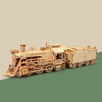 diy train model 3d three dimensional wooden puzzle toy assembling locomotive model building set children adult birthday gift