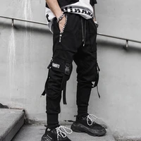 2022 joggers cargo pants for men casual hip hop hit color pocket male trousers sweatpants streetwear ribbons techwear pants